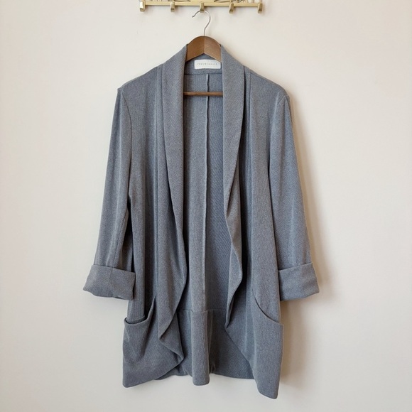 Frenchmauve Melanie Ribbed Knit Jacket XL 3/4 Sleeve Stone Grey - Picture 9 of 9